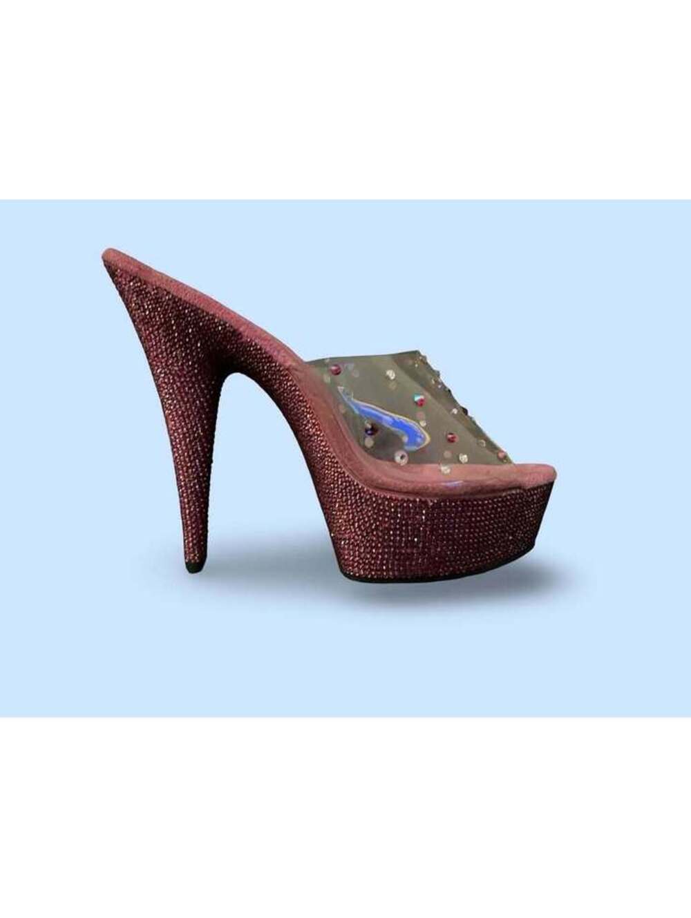 Pleaser Rhinestone Platform Mule Heels
